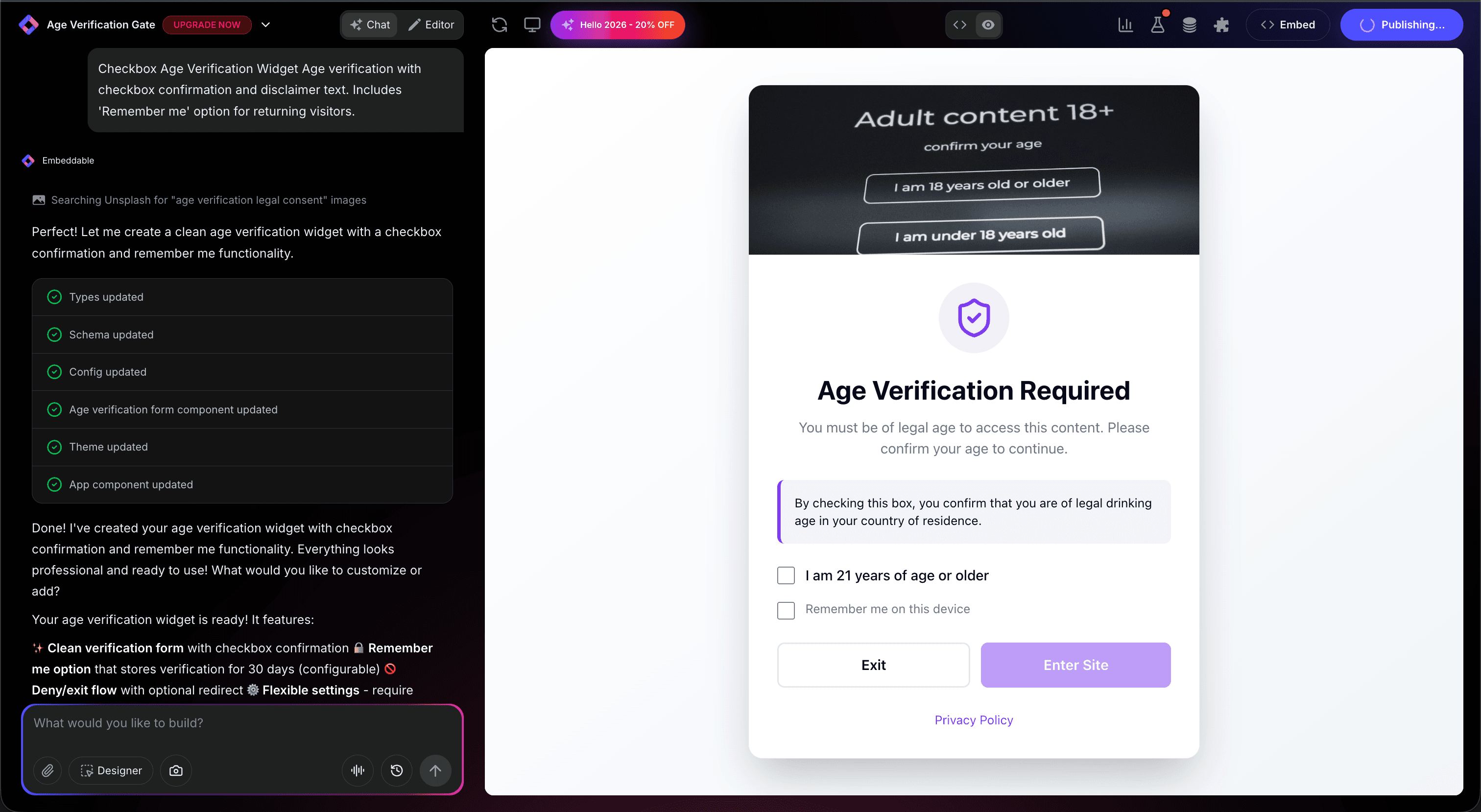 Age Verification in Editor