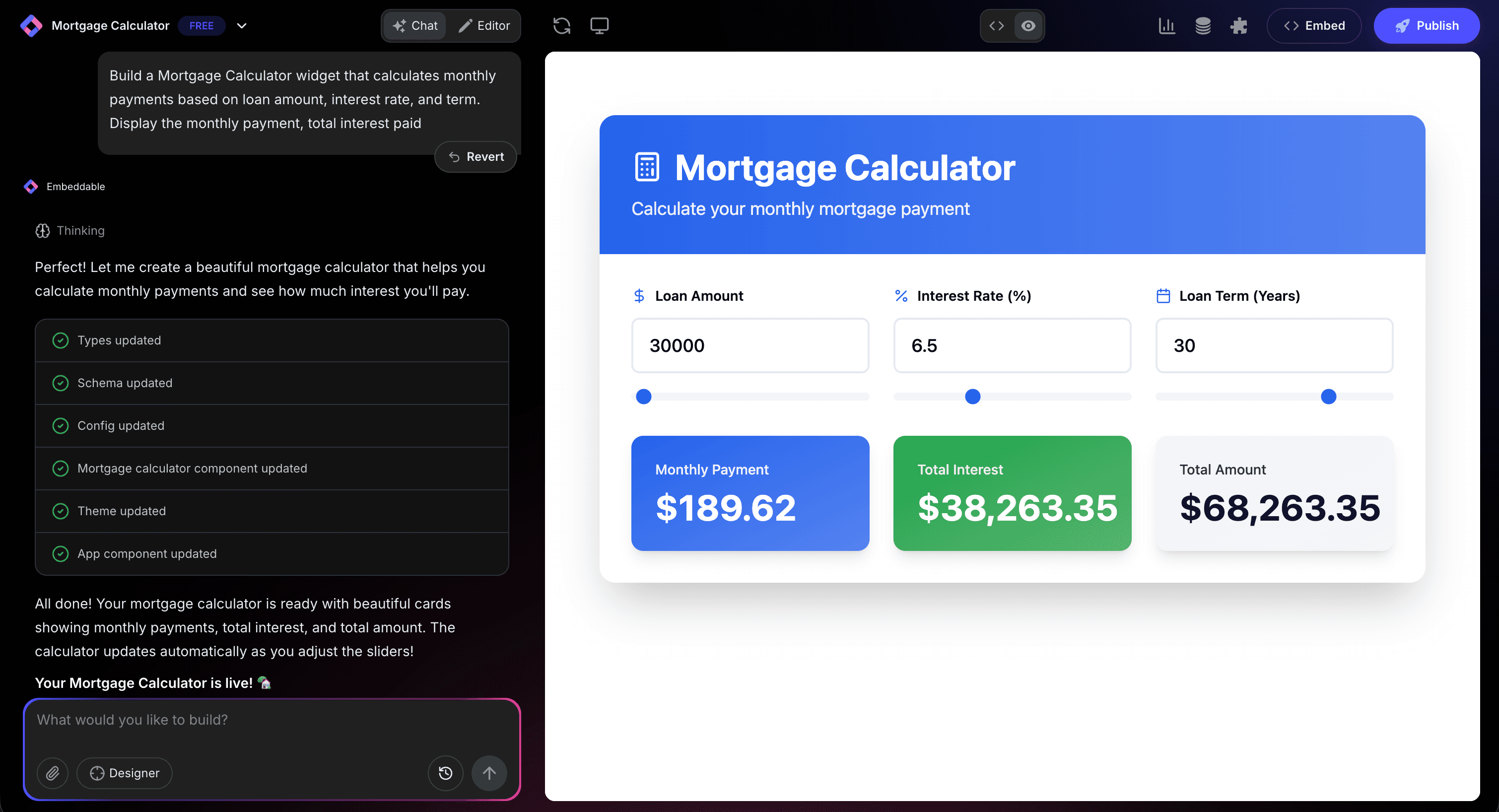 Embeddable Editor Interface