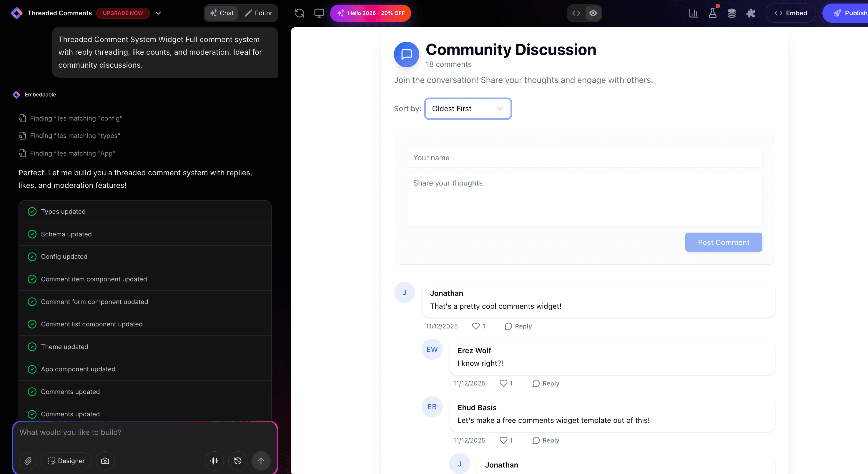 Comments Widget in Editor