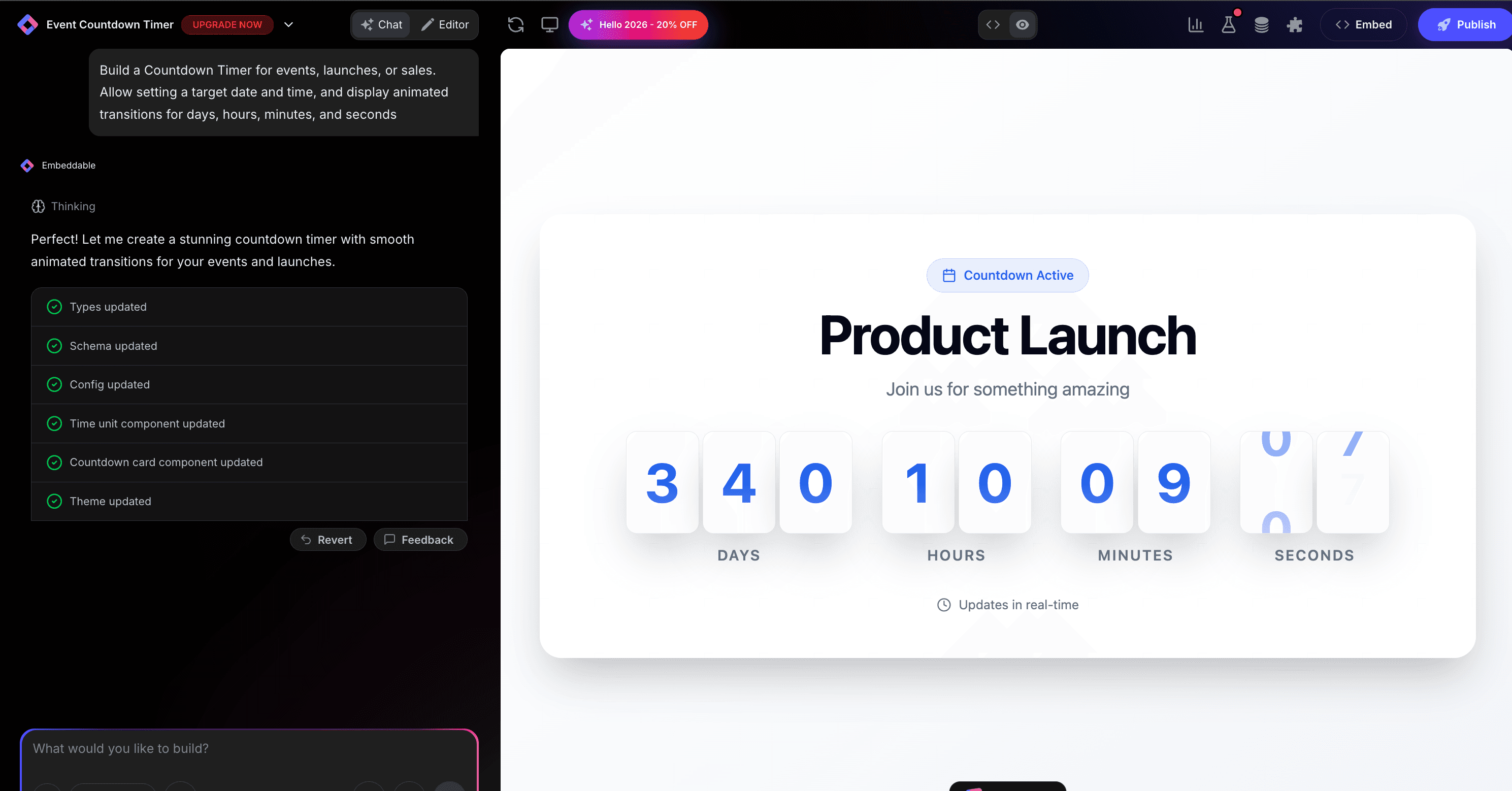 Countdown Timer in Editor