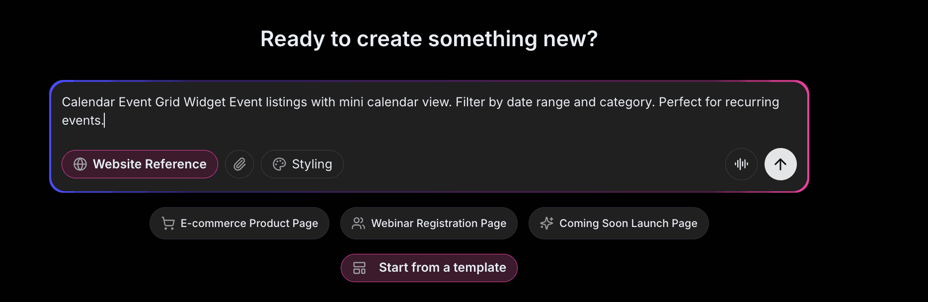 Events Calendar Prompt Example