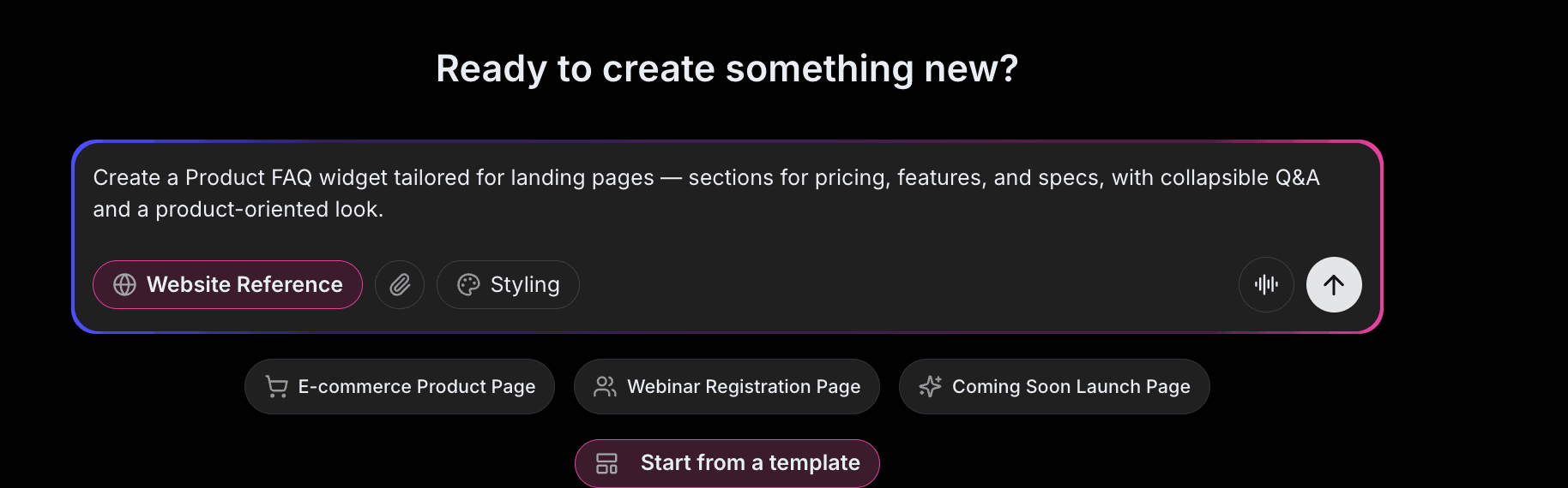 FAQ Widget Prompt Example