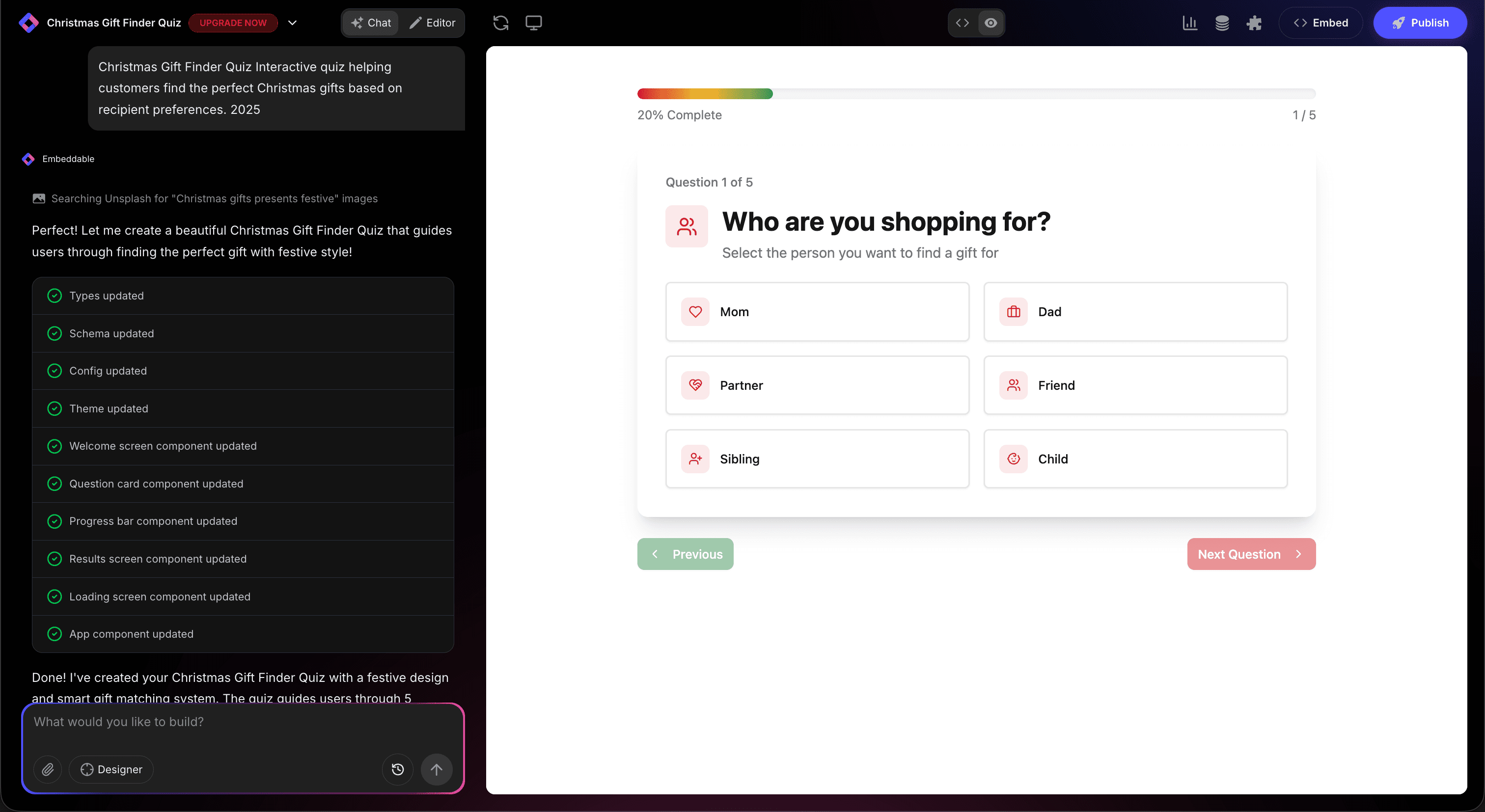 Quiz Widget in Editor