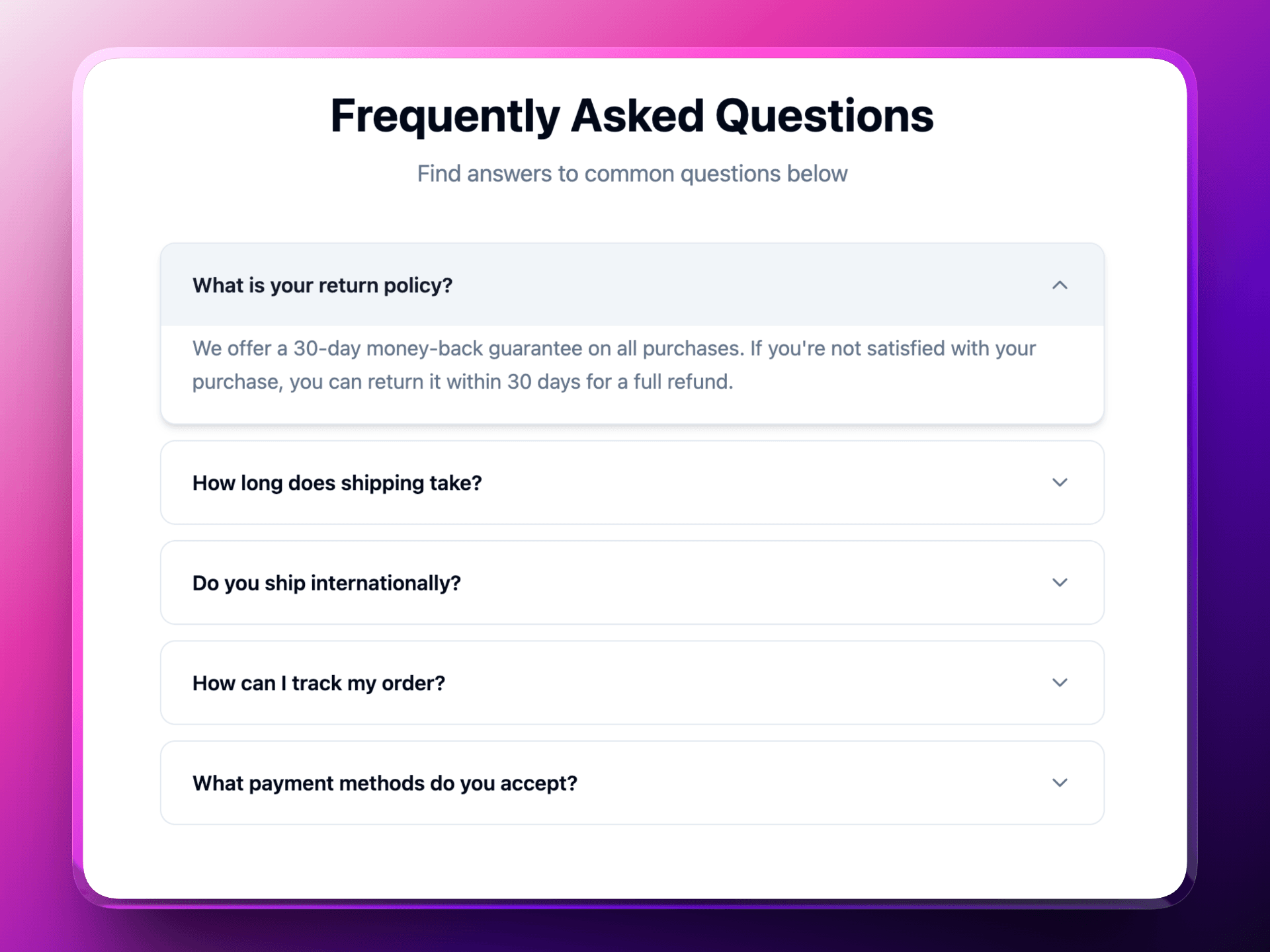 Accordion FAQ