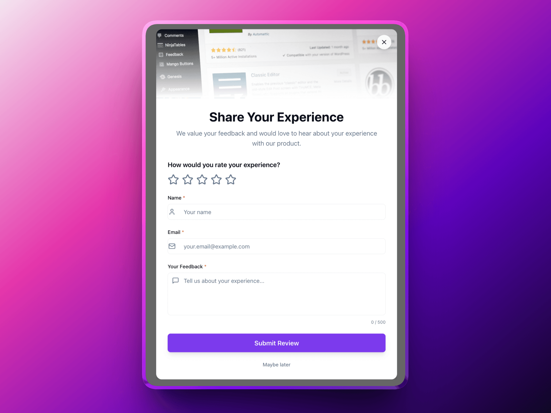 Feedback Popup