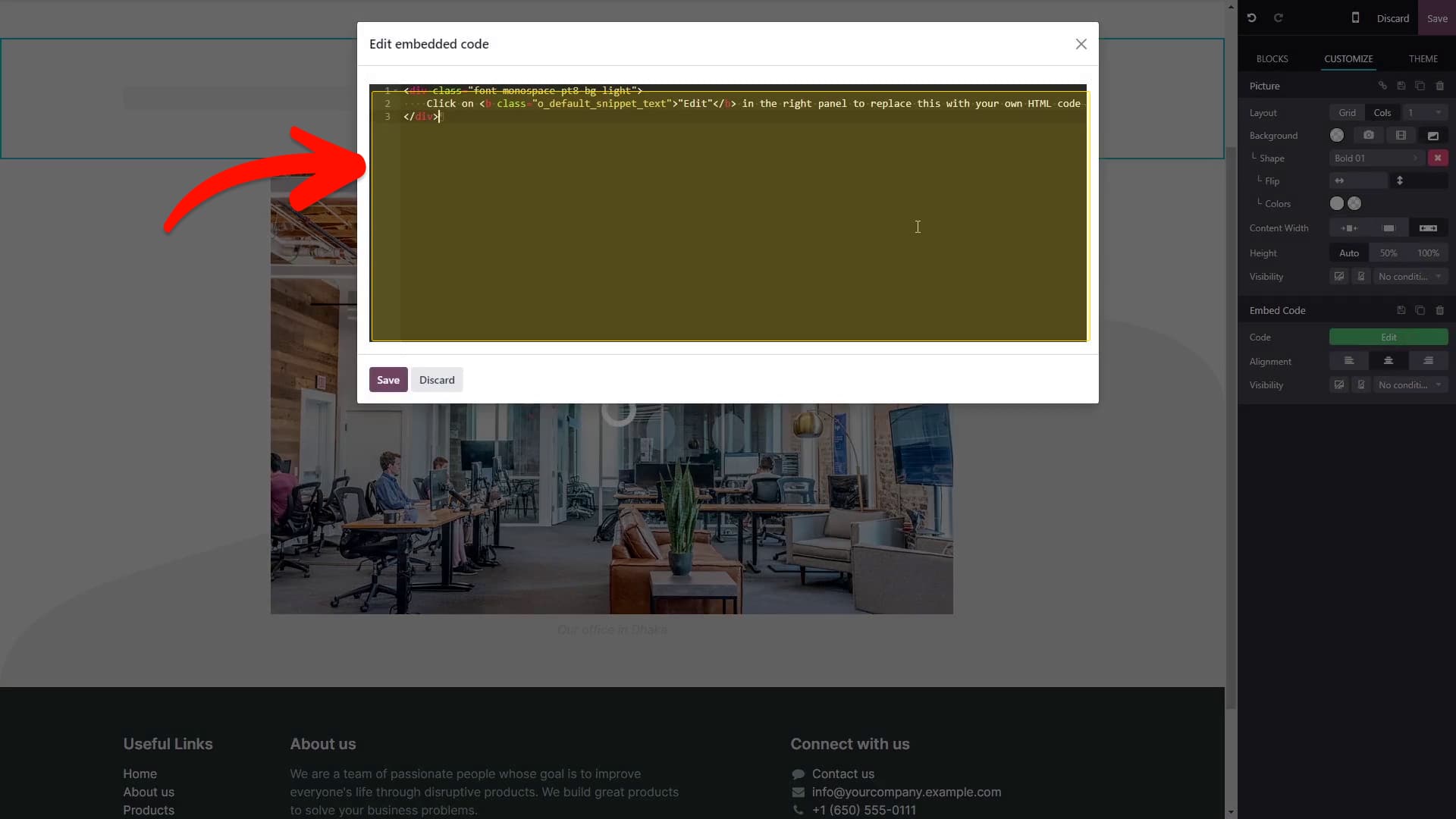 Add the Image Hotspot embed code