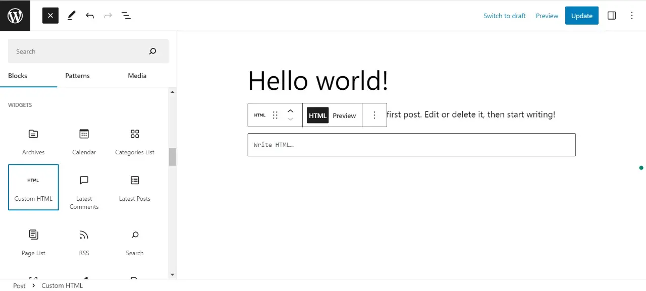 Paste code